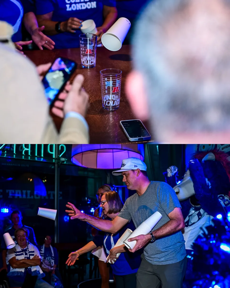 Fans taking part in activities during the Colts London party