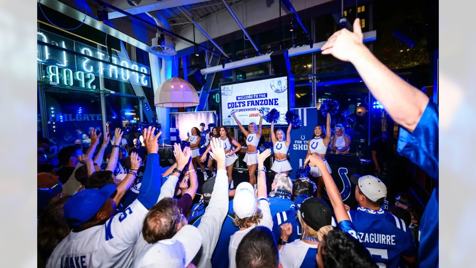 Colts fans and cheerleaders at the Greenwood London FanZone