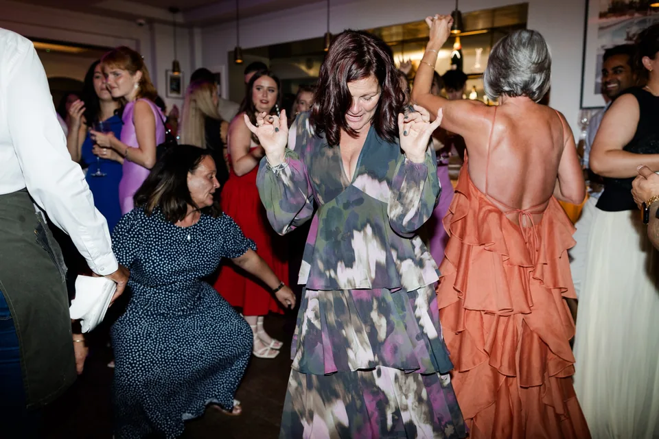 Wedding guests dancing at The Italian Greyhound in London