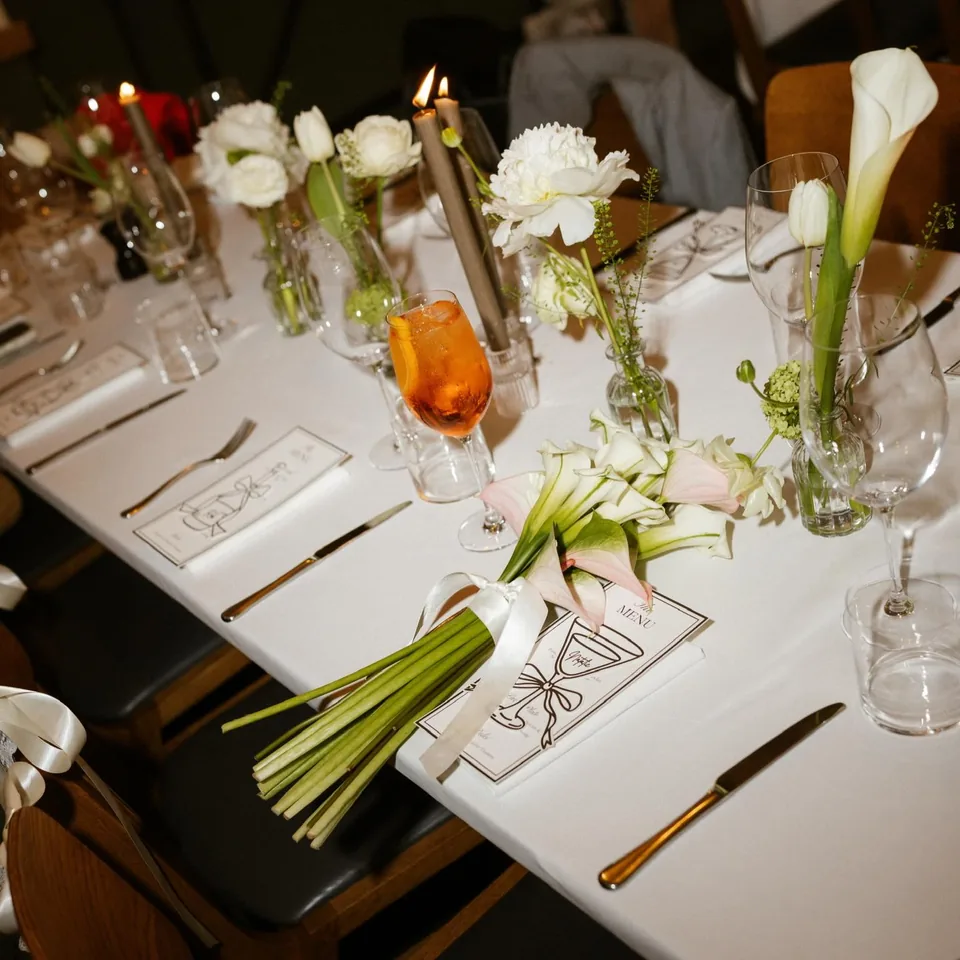 Wedding table styling and flowers at The Italian Greyhound in London
