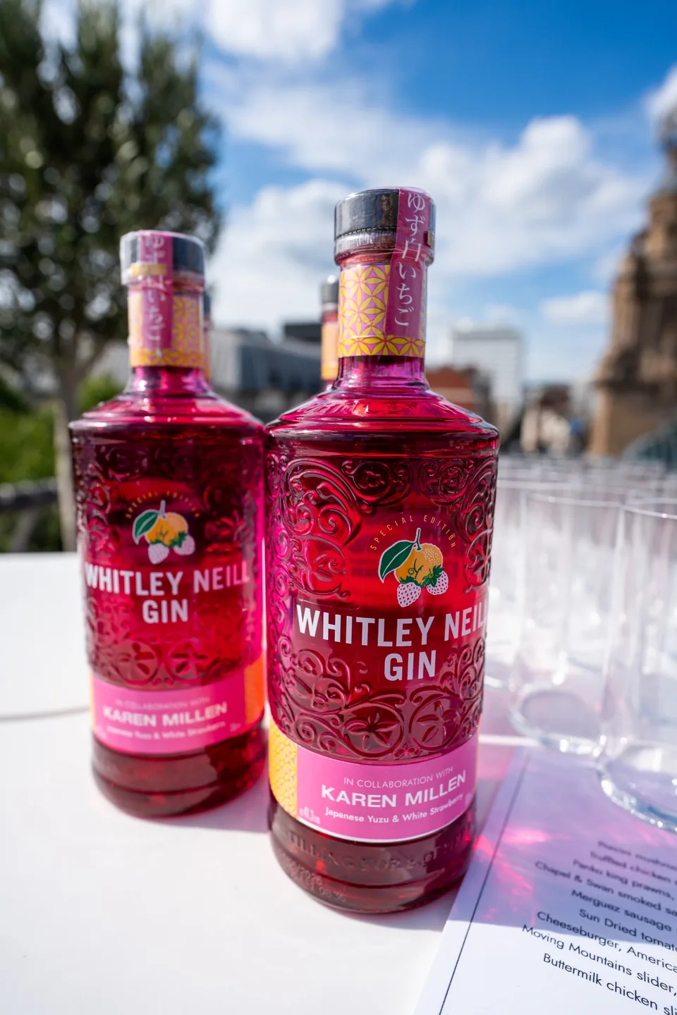 Whitley Neill gin bottles at the Karen Millen product launch