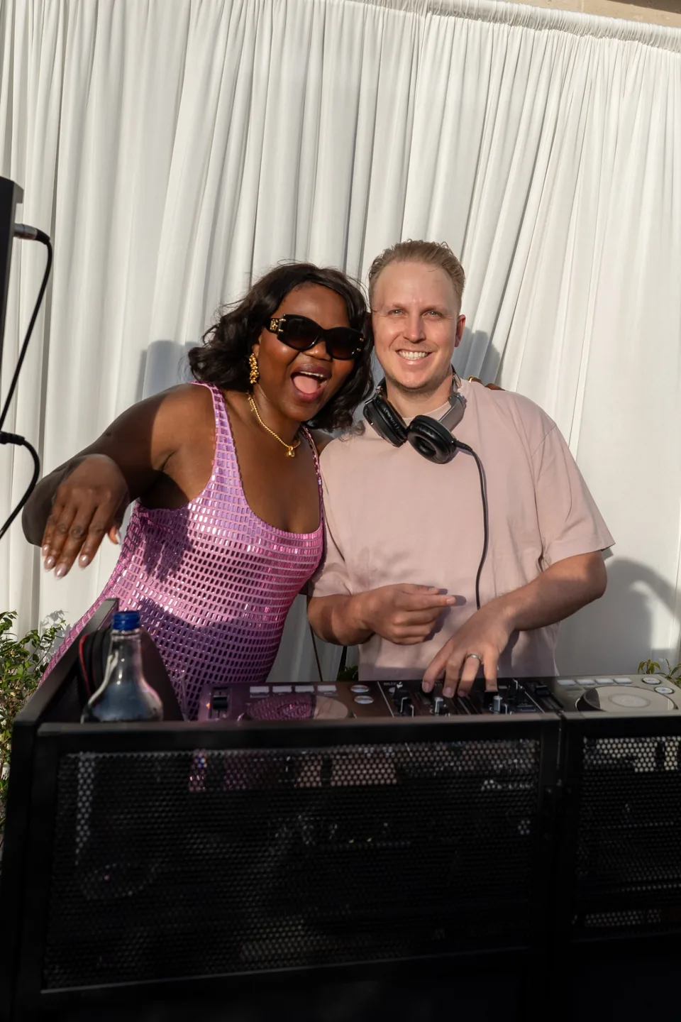 DJ and guest at the Karen Millen and Whitley Neill launch at Kitty Hawk